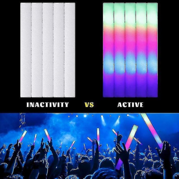 12/15/30/60 stk Led Glow Sticks Bulk Fargerike Rgb Glow Foam Stick Cheer Tube Mørk Lys For Xmas Bursdag Bryllupsfest rekvisita 12 pcs Foam Stick