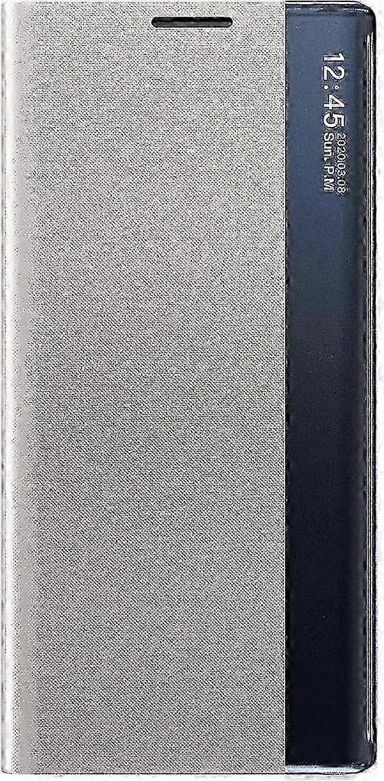 Galaxy S20 FE Premium Läder Smart View Flipfodral med Spegelfönster Silver