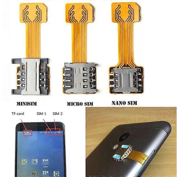 TF Hybrid Sim Slot Dual SIM-kortadapter Micro SD-forlænger til Android-telefon Nano Sim