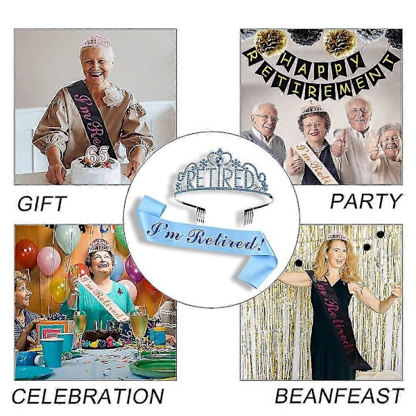 Eläkkeellejäämisjuhlien koristelusetti naisille, sisältää vyön ja kruunun, joulu-/eläkelahja hänelle Style 3