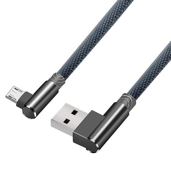 1m Lataus Micro-kaapeli USB-pistokkeesta 90 asteen kulmaan Micro Android -latausjohdon liitin gray