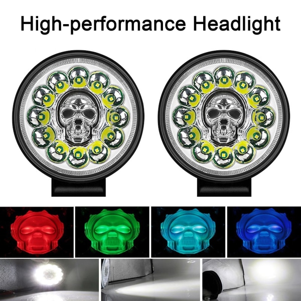 Car LED-arbetsljus Big Vision Skull Circle Light Advanced LED-strålkastare för långvarig prestanda Round