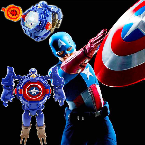 Lasten watch Sarjakuva muotoutuneita supersankarikelloja säädettävällä hihnalla, lelulahja Captain America