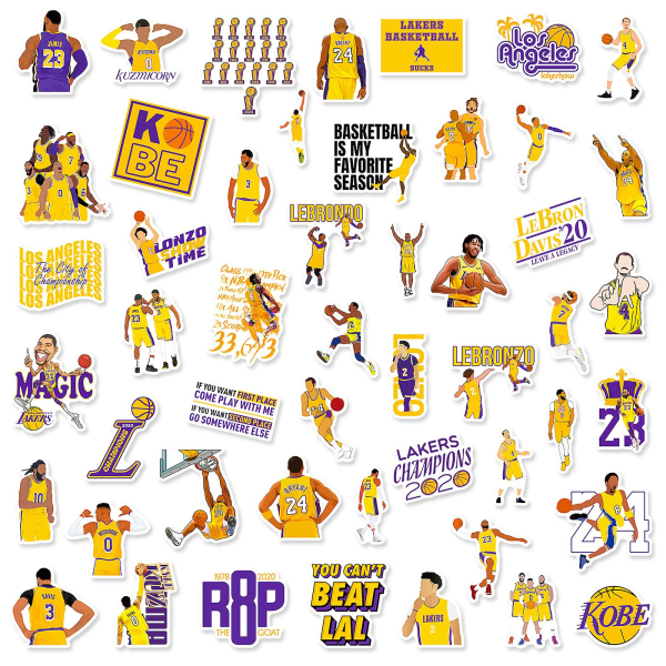 50st The Lakers Basketball Team Stickers Nba Combo Series För Vattenflaskor Tumbler Bagage Skateboard Bumper Scrapbook Cup, Present Sticker For Kids Te