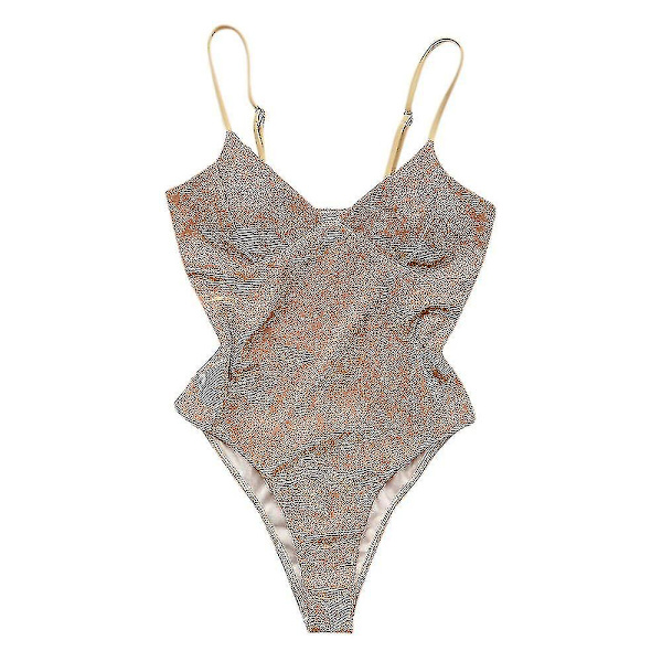 Naisten kimalteleva uimapuku Push Up -osainen uimapuku Sparkly Beachwear uimapuku Gold XL