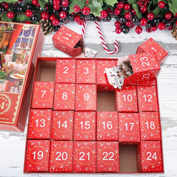 Adventskalender 2023 julpussel - jultomten förbereder presenter, 24 lådor-1008 pusselbitar för vuxna och barn Nedräkning