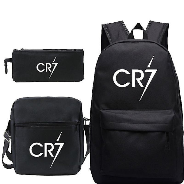 Fotboll Ronaldo Cr7 Ryggsäck 3st/ set Skolväskor För Flickor Pojke Laptop Rese Russäck Kvinnor Ryggsäck Axel Case 3