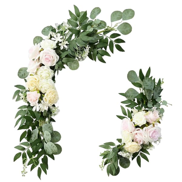 2 stk bryllupsbue blomster swag rustikk bord midtpunkt krans grønne blader for Pink