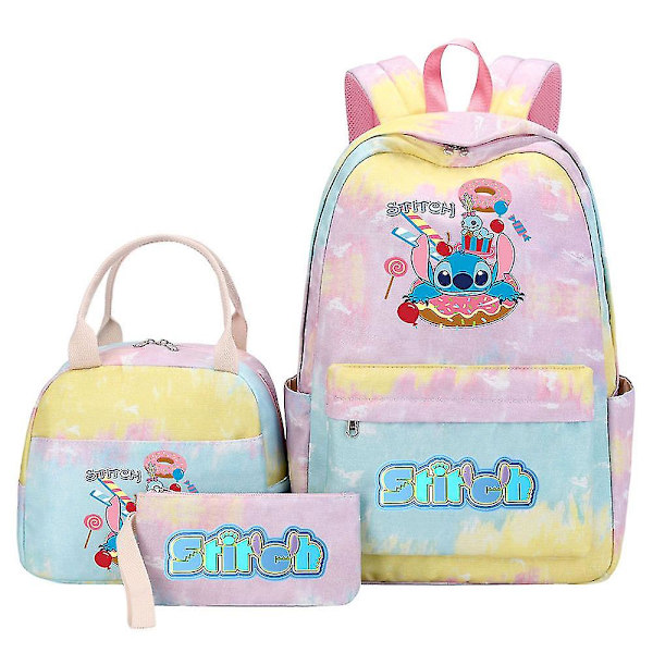 3-osainen Lilo & Stitch set - Naisten ja miesten monitaskuinen matka-koululaukku - Laadukkaat Mochilas teini-ikäisille, casual tyyli 10