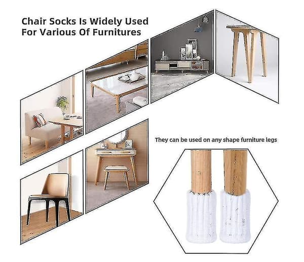 16-pack stolsbensskydd stickade möbelstrumpor White