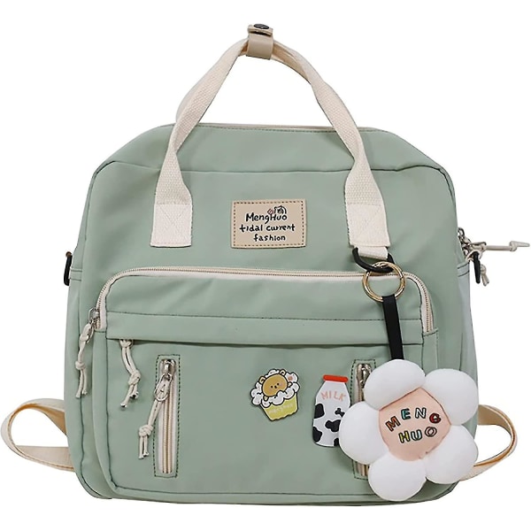 Söta ryggsäckar för tonårsflickor Estetisk ryggsäck Japansk Anime Kawaii Ryggsäck Skola Funktionell handväska Resor Vattentät bokväska Laptopväska (green)