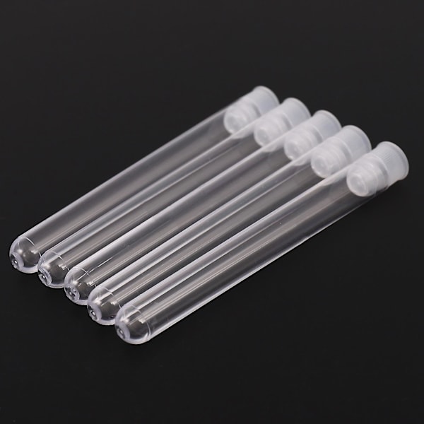 100 st genomskinligt plastprovrör med cap 12x100 mm U-formad botten Lång transparent provrör Lab Sup
