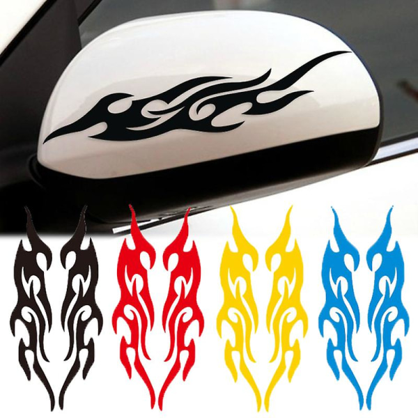 Reflekterande Flame Bildekal Cover Repor Bildekaler Bumper Huva Backspegel Huvud Cover Stickers Motorcykeldekor| | Black