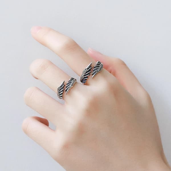 Fjerring Justerbar Engel Vinge Ring Mode Smykker Til Valentinsdagsgave