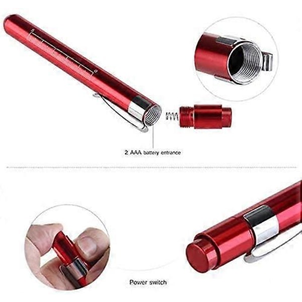 Mini pen lommelygte LED genanvendelig til hjemmet, udendørs, læge, sygeplejerske, EMT (Sort, 1 pakke) Black