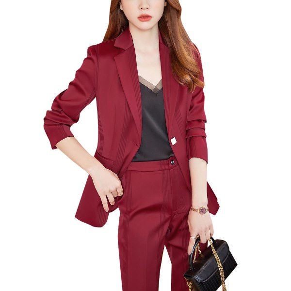 Yunclos 2-delt for kvinner Enkeltspent jakke med bukser Red XS
