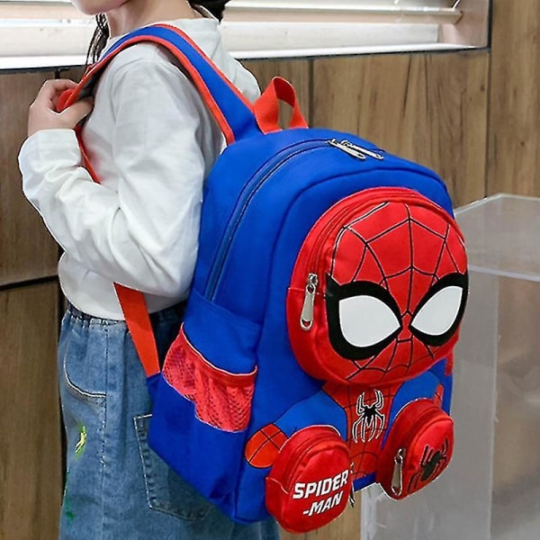 Disney Spiderman Ryggsekker Super Heroes Student Skoleveske Tegneserie 3d Stereo Barnehage Ryggsekk Barnereiseveske Gave Navy