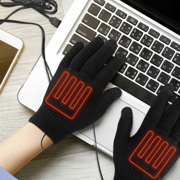 1 par USB-drevne strikkede varmevanter Vintervaskbare håndvarmere USB-opvarmede handsker til mænd og kvinder Gray