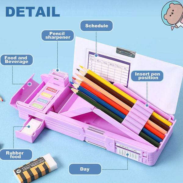 Kxj-pop-up penalhus til børn, multifunktionelt brevpapirsæske med lommeregner og blyant, søde børn 1