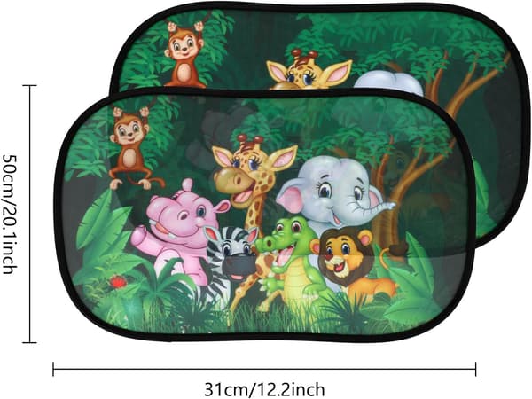 2-pack Car Window Sun Shade, 50 x 30 cm, Side Window Sunshade with Storage Bag (Forest) [qb]