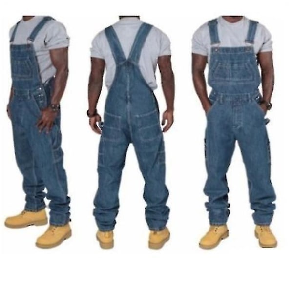 Mænds lyseblå justerbare stropper Denim Bib Overalls, Jeans Jumpsuit