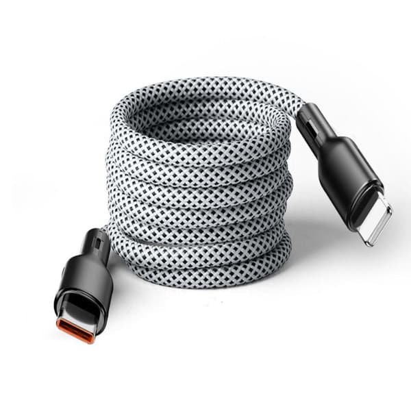MagnoLoop – Smart Magnetisk Ladekabel Hvit White White USB-C - Lightning
