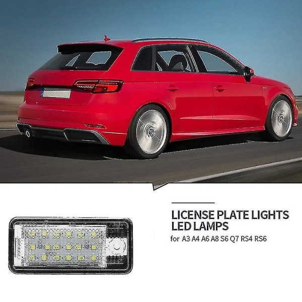 Bil LED Nummerplate Lys Lampe Hvit Kompatibel - A3 S3 8p A4 B6 B7 A5 A6 4f Q7 A8 S8 C6