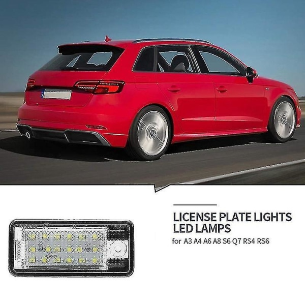 Bil Led registreringsskylt ljus Lampa Vit Kompatibel - A3 S3 8p A4 B6 B7 A5 A6 4f Q7 A8 S8 C6