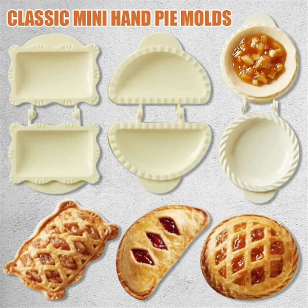 Klassiske mini håndtærteforme gør-det-selv-form køkkenværktøj Round Half Round Rectangle 3Pcs