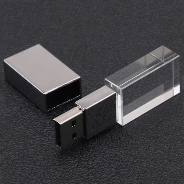 Crystal Transparent Led Light Metal Usb Flash Drive Pen Drive 32gb Usb Memory Stick Disk 16gb