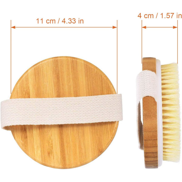 Dry Brushing Body Brush - Natural Bristle Body Exfoliator Scrub Skin Brush til bad og kropsarbejde