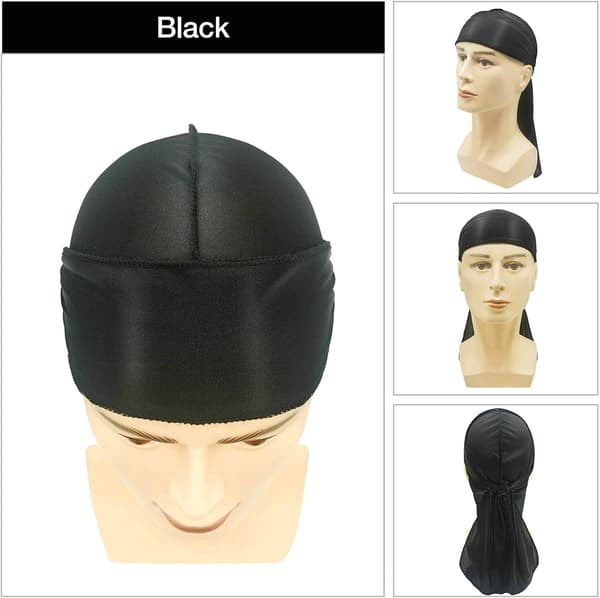 4 stk Silke Durag Durags til Mænd og Kvinder (2 x Sort, 2 x Hvid)