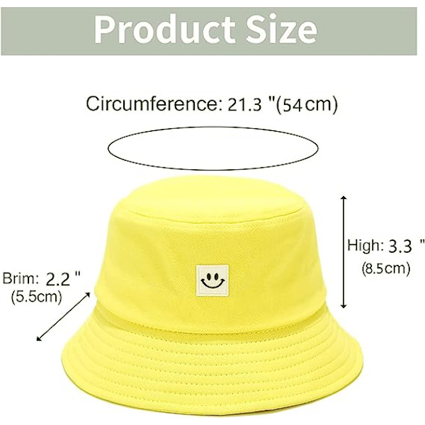 Solhatt for barn Smile Face Bøttehatt for jenter Gutter Sommersolbeskyttelse bomull unisex strandhette