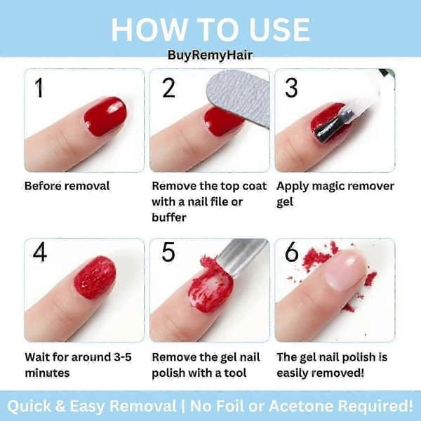 1-3 stk. Magic Gel Remover 6 minutter UV LED neglelak manicure burst 15ml 2pcs