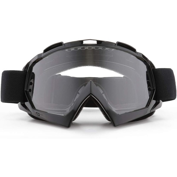 Motorcykelglasögon, ATV Dirt Bike Off Road Racing MX Riding Goggle Glasögon Vadderade mjukt tjockt skum, justerbar rem Vuxnas cykling motocross Black&Clear Lens