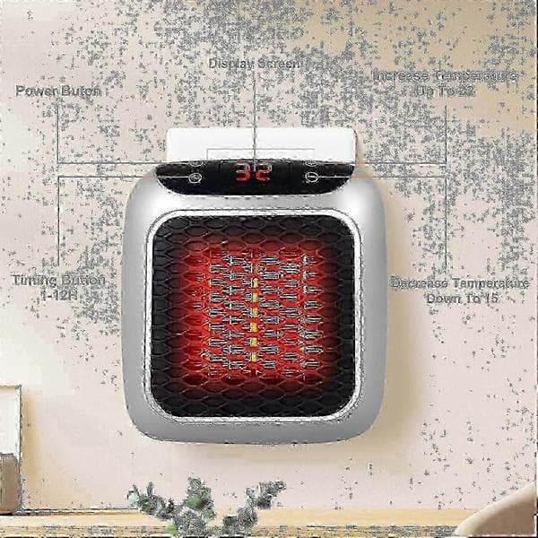 800W Ceramic Plug-in Heater, Portable Electric Fan Heater with Remote Control, 12H Timer LED Display