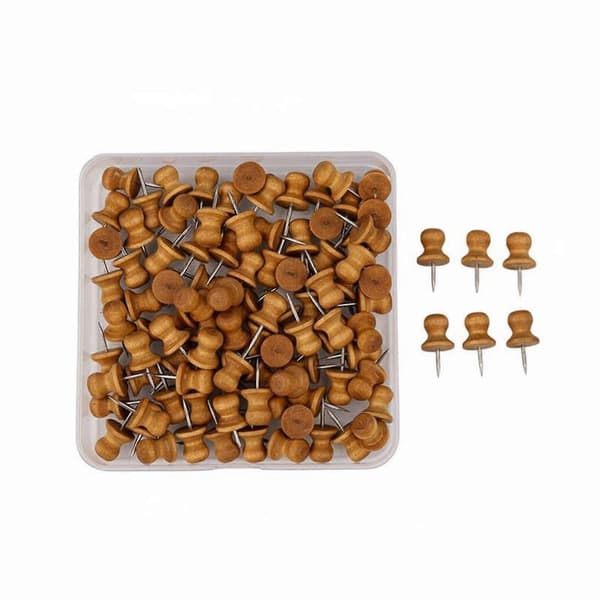 Trä-häftstiftssats Mångsidiga blandade trä-häftstift med förvaringslåda Trä Brown V-shaped Pin