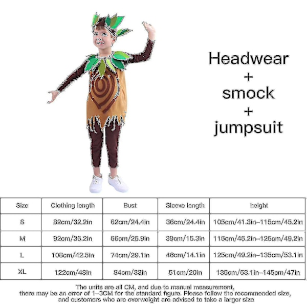 Halloween Jul Barnfest Kläder Träddräkt Kostym För Barnens Dag Dramafest Klädsel S