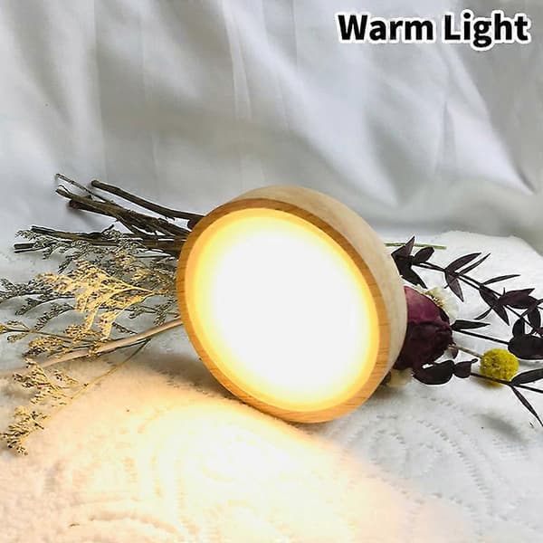 6 cm träbelysningsbas trä LED-ljus roterande displaystativ lamphållare lampbas konstprydnad warm light