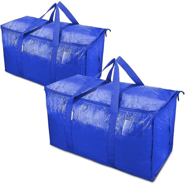 2-pack extra stora kraftiga flyttväskor med dragkedjor och bärhandtag, för platsbesparing