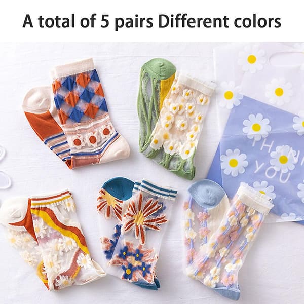 Ullstrumpor för dam, sommar transparenta tunna mesh spets elastiska jacquard kristallglasstrumpor