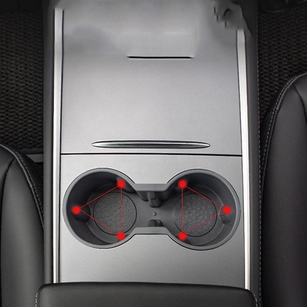 Vattenkoppshållare för Tesla Model 3 Center Console Förvaringsbox Tillbehör Vattentäta bilunderlägg för Tesla Model Y Car Model3 - Dryckeshållare Black Cup Holder