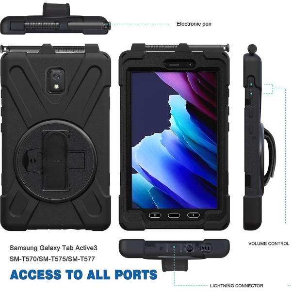 För Samsung Galaxy Tab Active 3 T570 / T575 8.0 Case Black