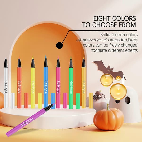 Neon UV Flydende Eyeliner til Halloween Nattefest Look