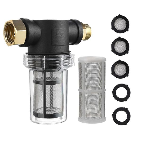 Trädgårdsslangfilter för högtryckstvätt vatteninlopp, sediment inline-filter, 40 mesh-skärm, extra 100 mesh