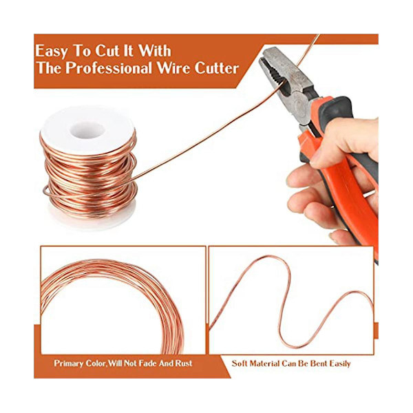 Bare Dead Soft Copper Wire Dead Soft Copper Wire for smykkefremstilling, 1 pund spole (16 Gauge, 0,051i As Shown