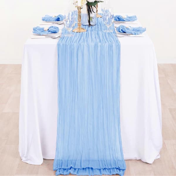 Krøllet Gaze Bordløber – Boho & Rustik – til Bryllup & Spisning – Polyester & 180x90cm