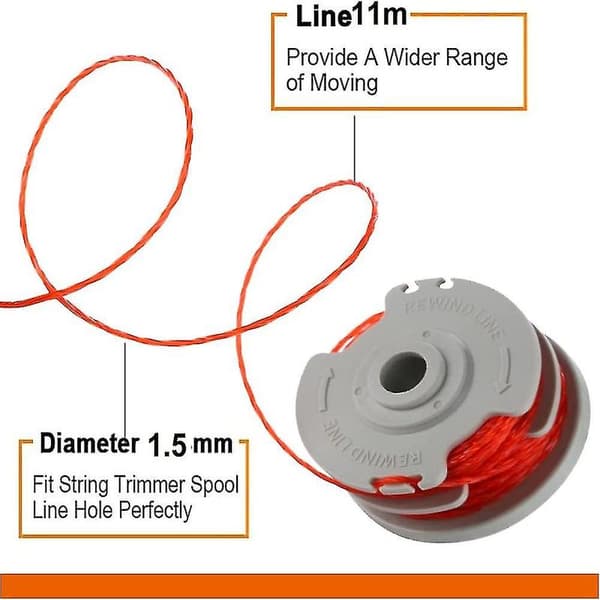 Gresstrimmertrådspoler for Flymo Fly021 (lengde 11m diameter 1,5mm) Nylontrådspoler Trådskjærer (flymo Fly021, 4 stykker) (hy)