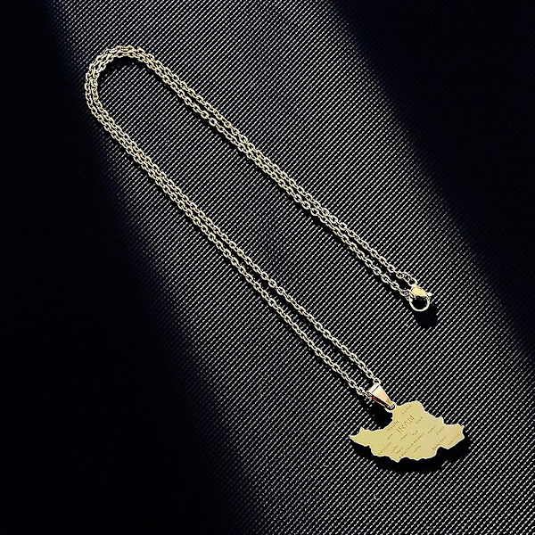 Ruostumattomasta teräksestä valmistettu Iranin kartta -riipuskaulakoru pariskunnille, etninen koru Gold-color