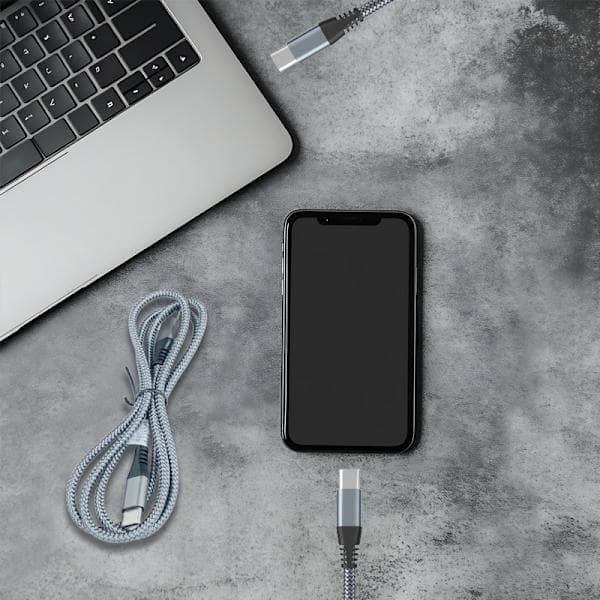INF USB-C Charging Cable 60W Fast Charging, Compatible with iPhone 15/Plus/Pro Max, Samsung Galaxy S24/S23/S22, Pixel 7 Pro Grey 2 m